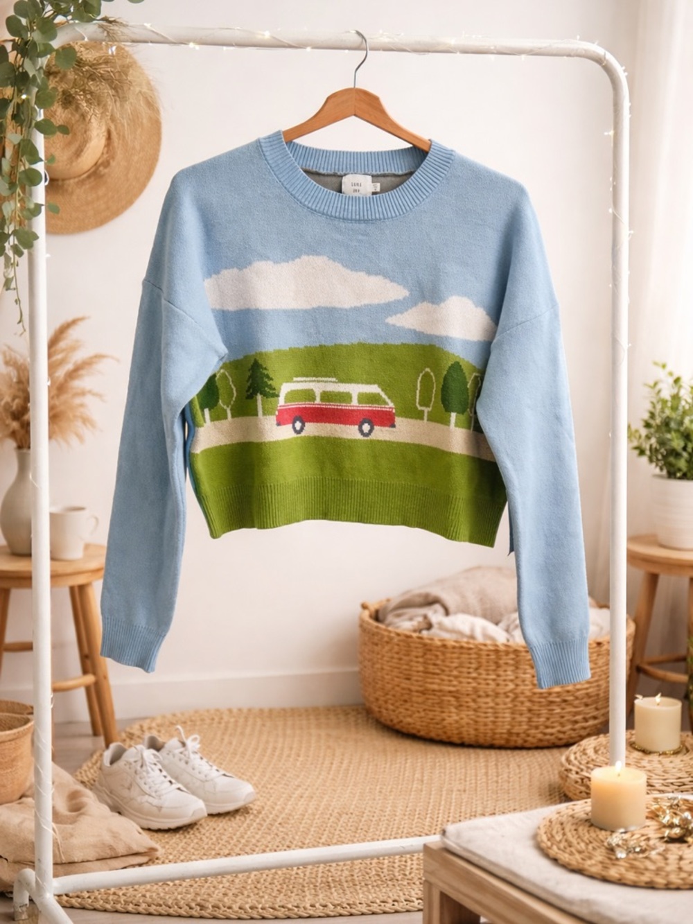 Anthropologie Luna Ivy NWT Scenic RV Cottagecore Crewneck Sweater Cropped
